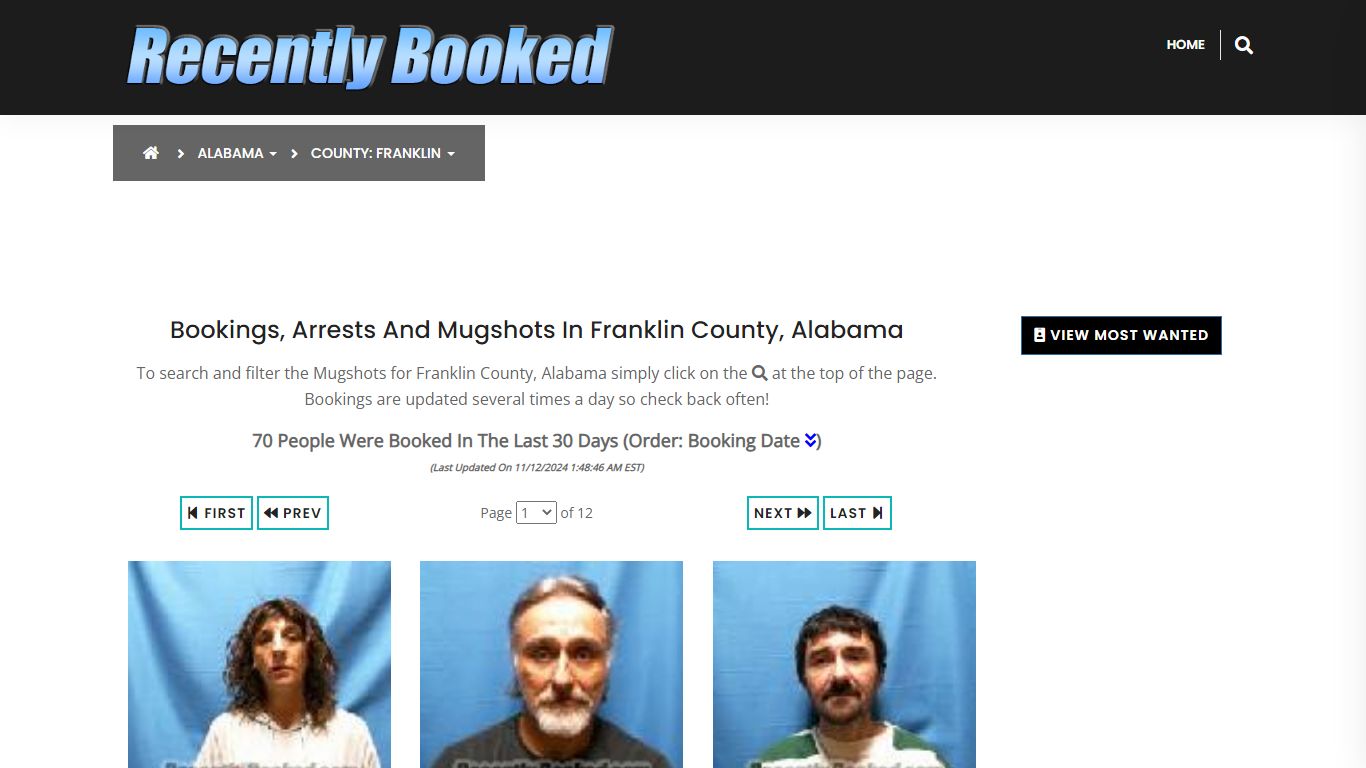 Bookings, Arrests and Mugshots in Franklin County, Alabama